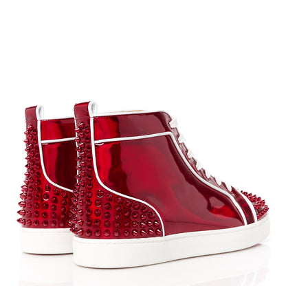 Christian Louboutin Metallic Patent Psychic Nappa Mens Lou Spikes 2 Flat High Top Sneakers 44 Loubi 4 of 9
