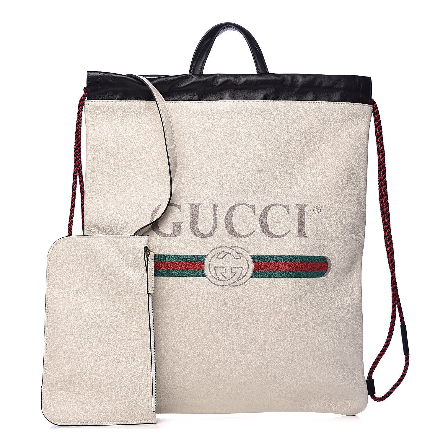 Gucci Calfskin Logo Drawstring Backpack Mystic White 1 of 11