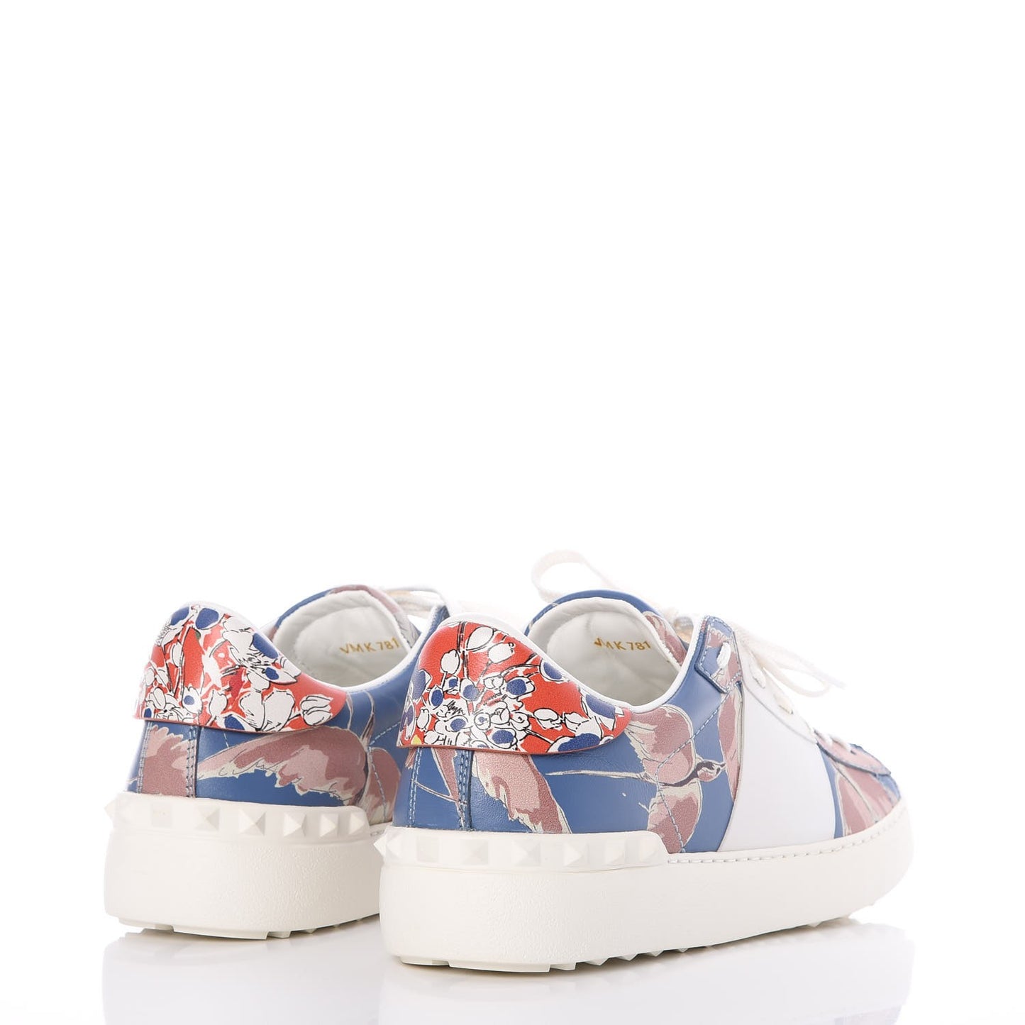 Calfskin Japanese Bird Print Rockstud Open Sneakers 40