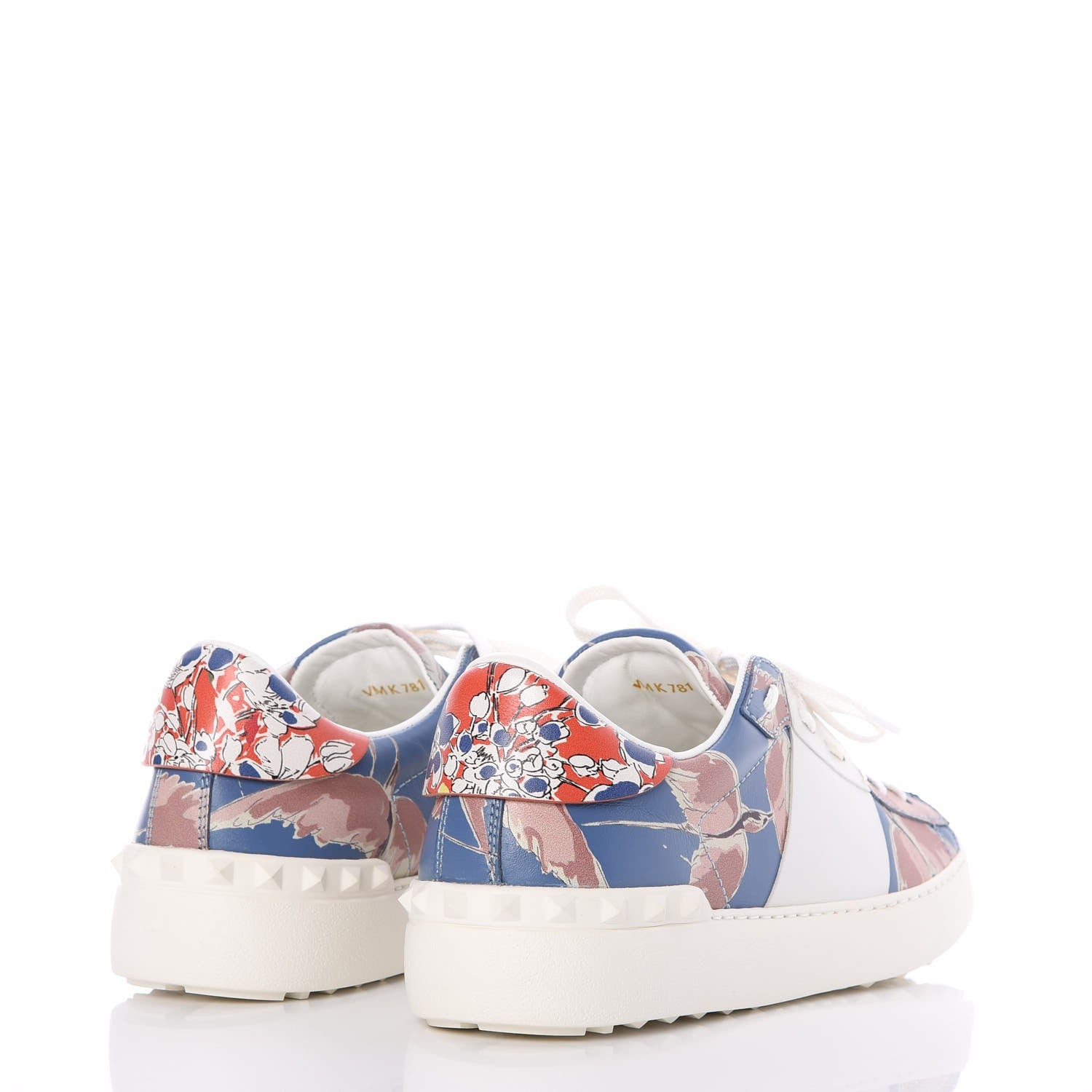 Valentino Garavani Calfskin Japanese Bird Print Rockstud Open Sneakers 40 4 of 9