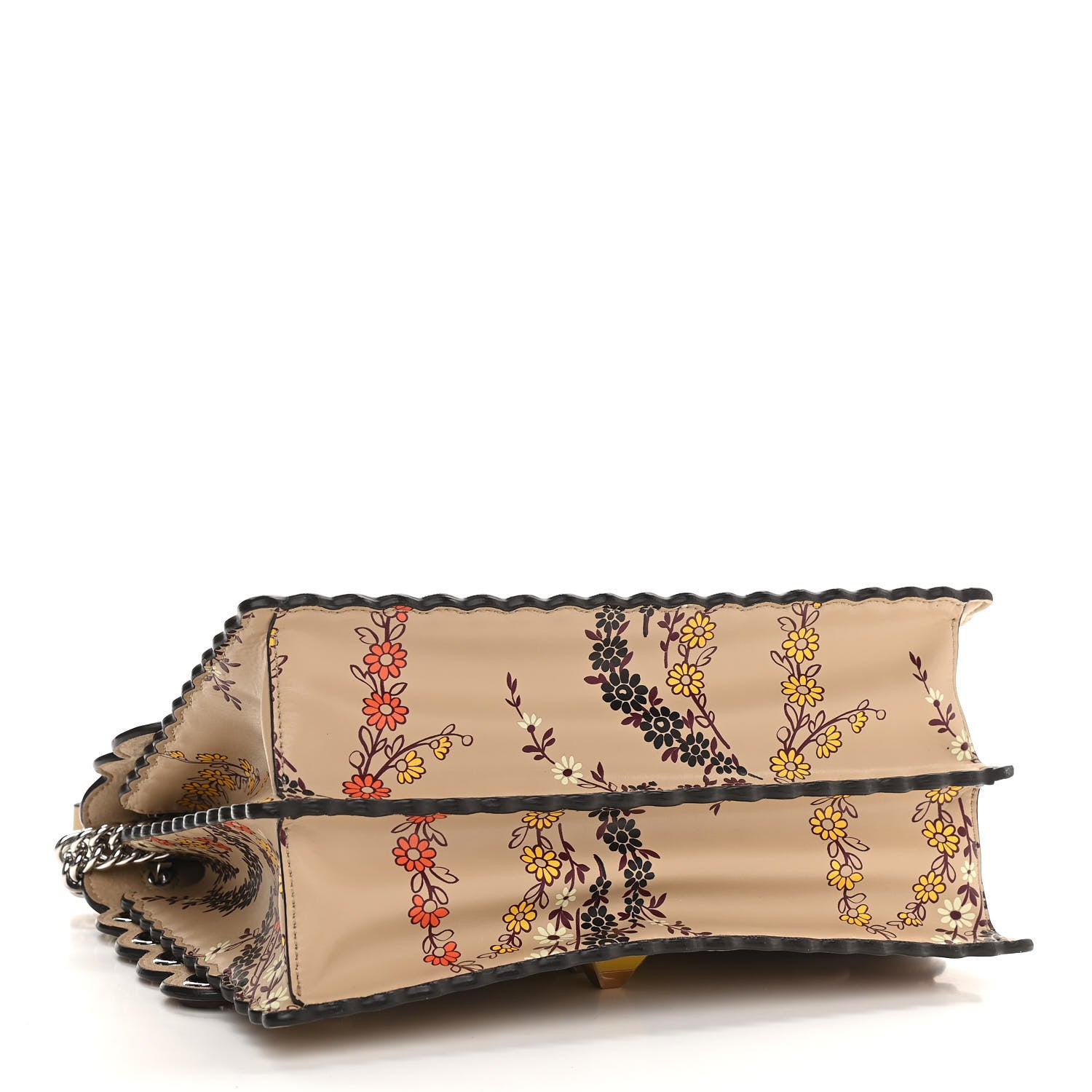 Fendi Calfskin Japanese Blossom Scalloped Studded Kan I Shoulder Bag 4 of 11
