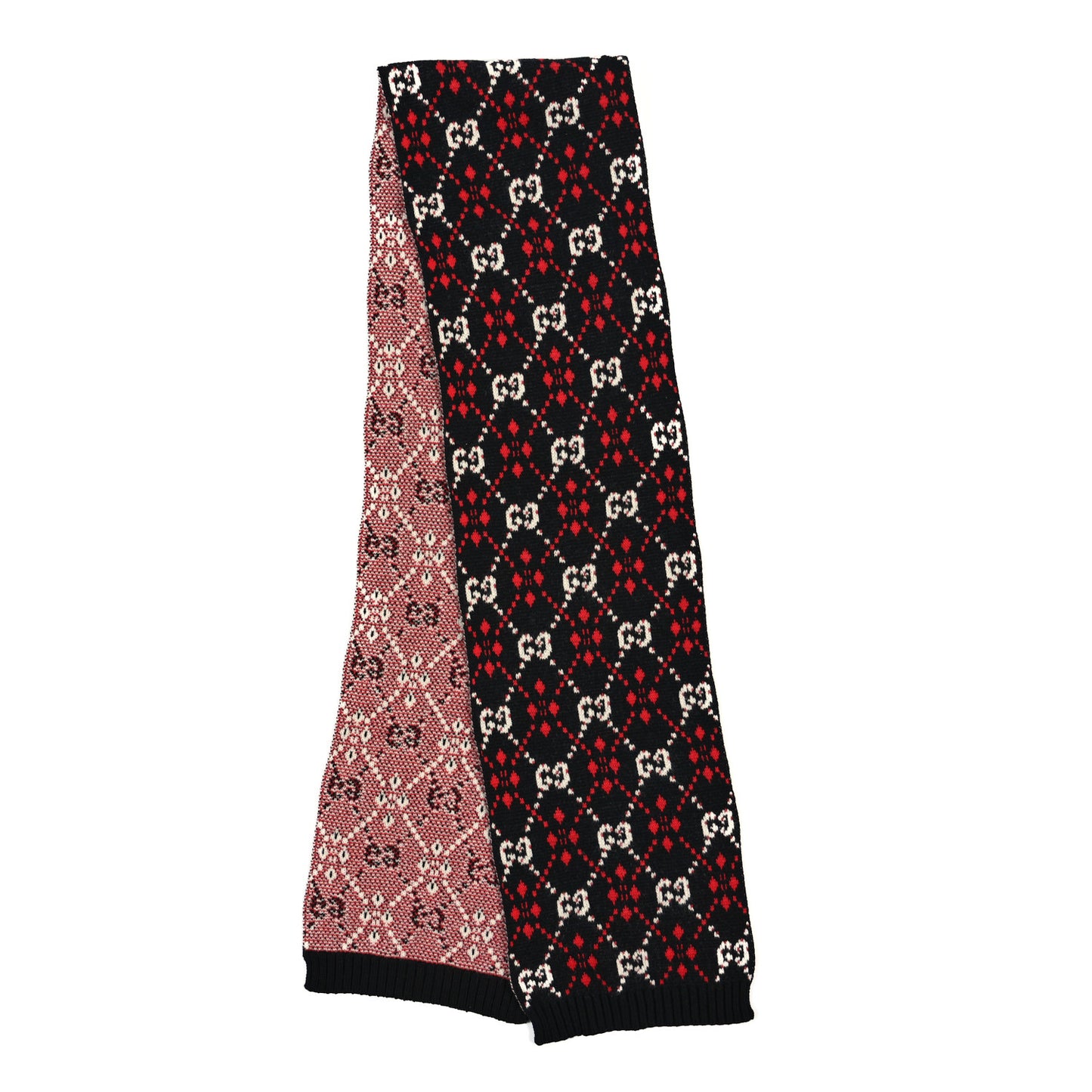 Wool GG Monogram Scarf Red Black Blue