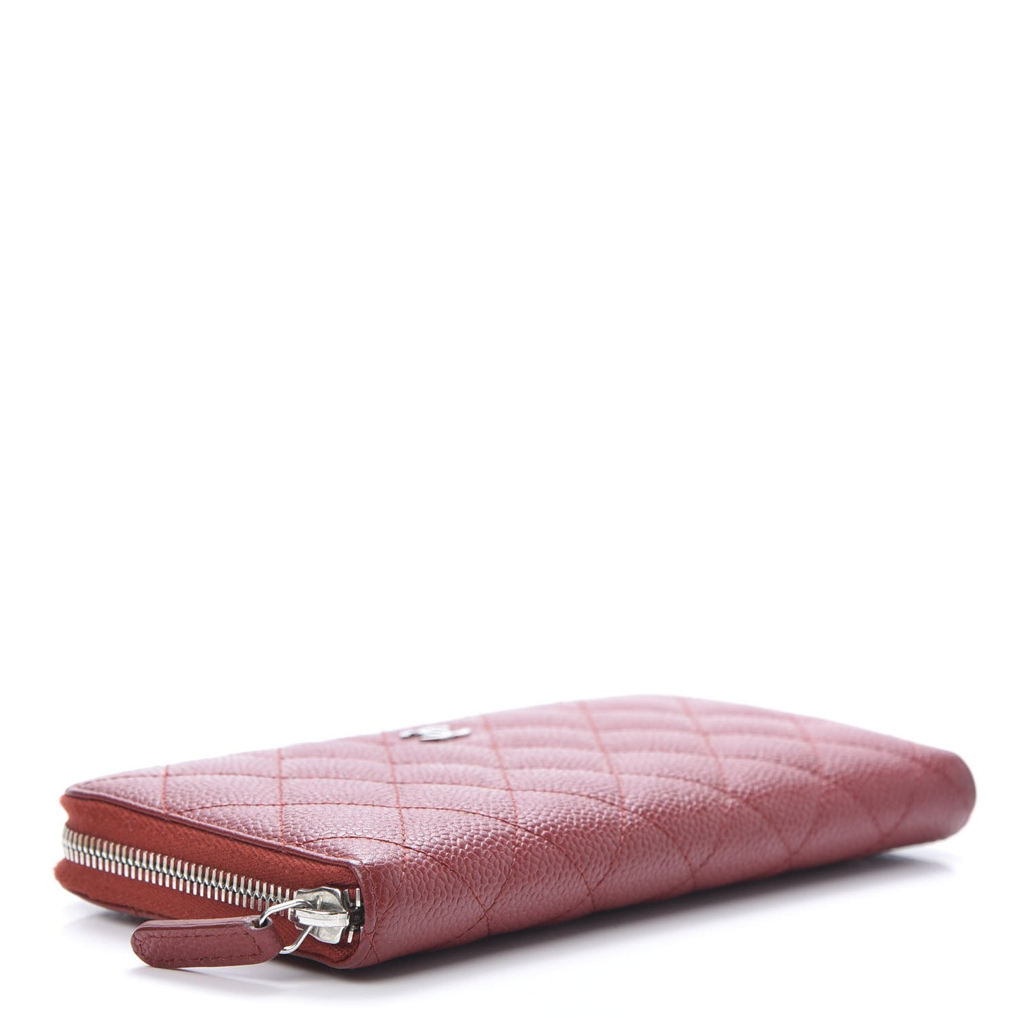 Caviar Quilted Large Gusset Zip Around Wallet Red