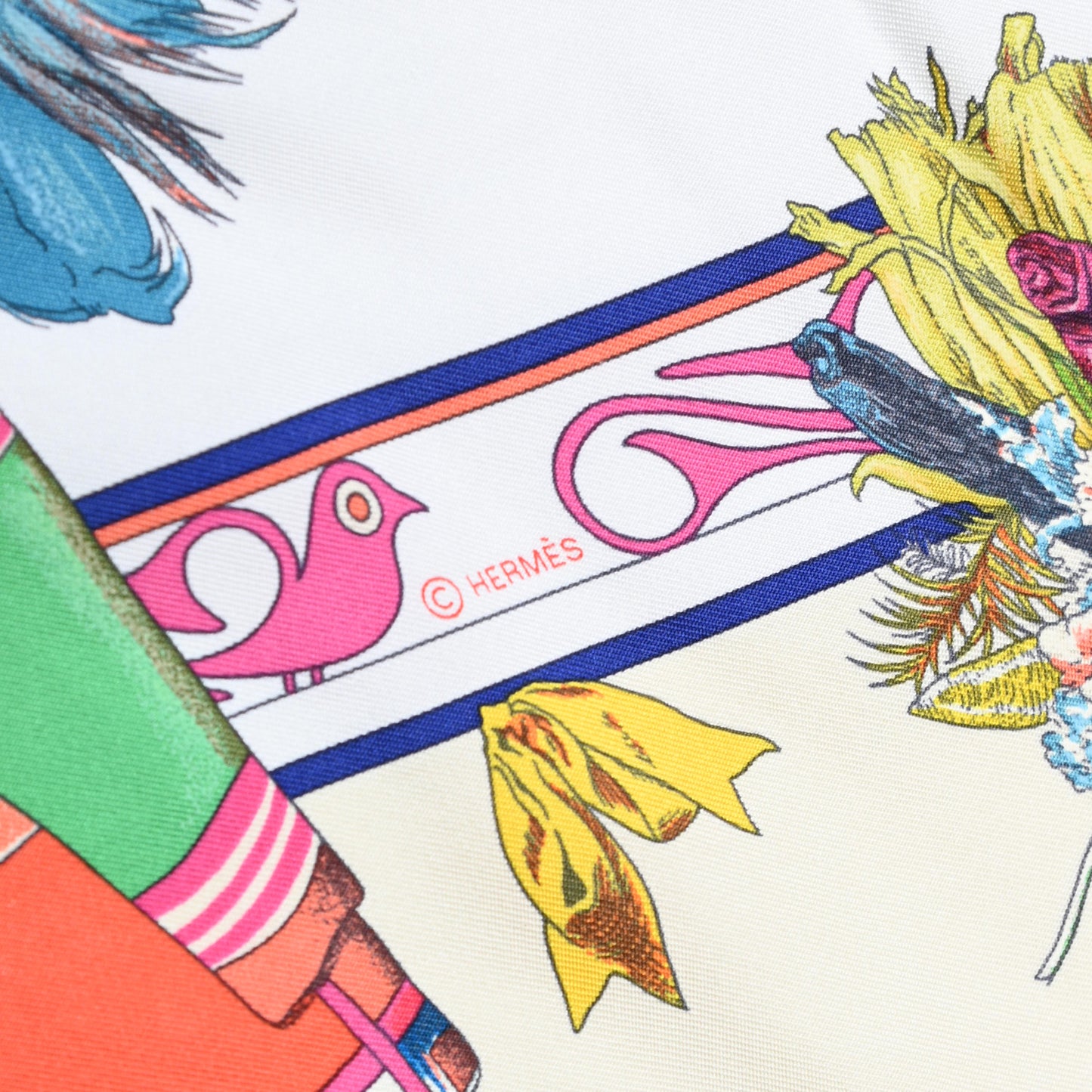 Silk Kachinas Scarf 90 Creme Rose Vif Multicolor