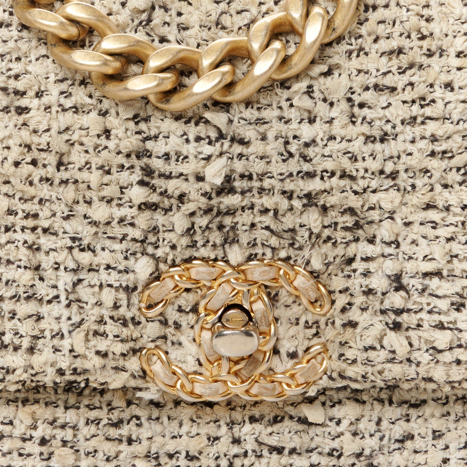 Chanel Tweed Quilted Medium Chanel 19 Flap Ecru Black 8 of 10