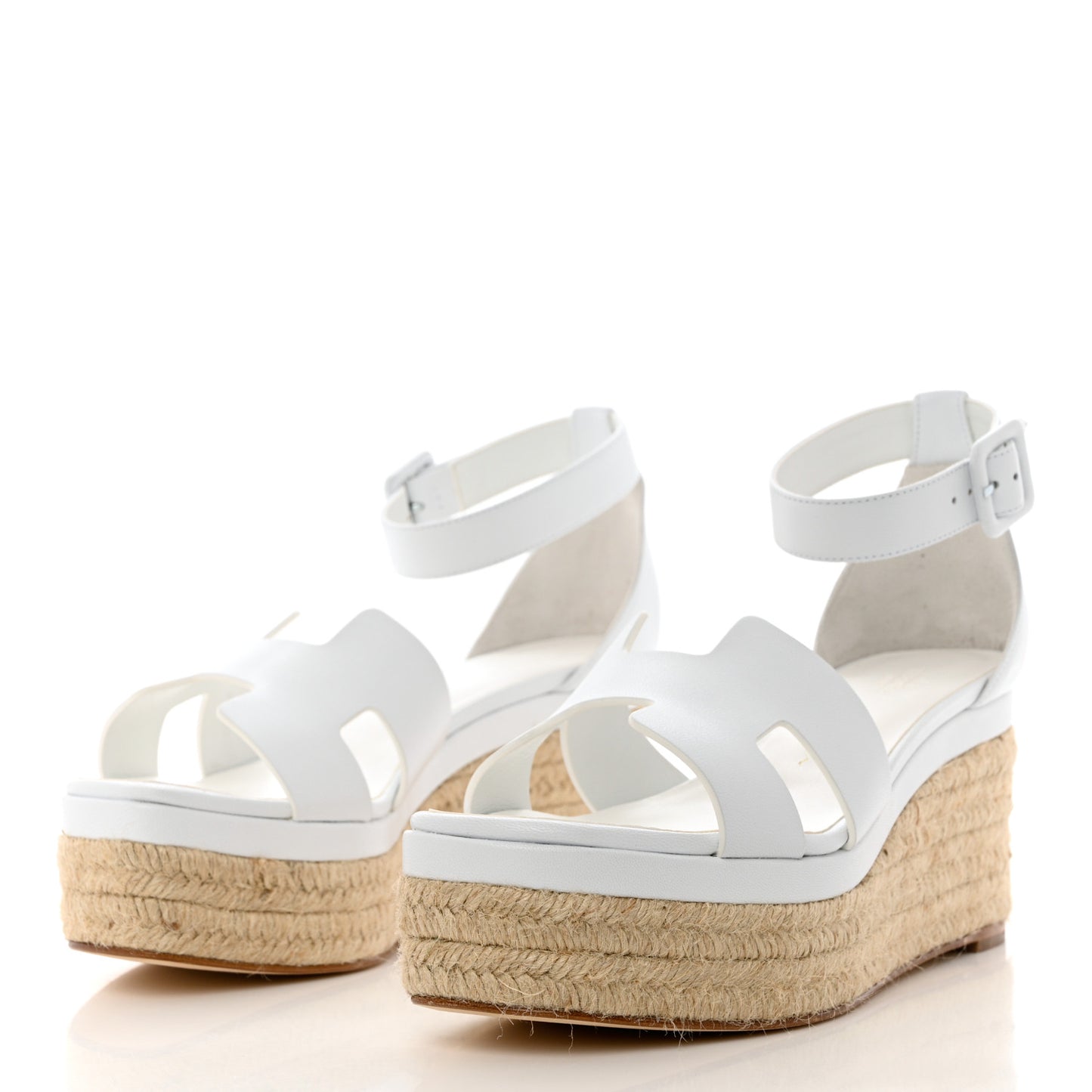 Goatskin Elda Espadrille Wedge Sandals 39 White
