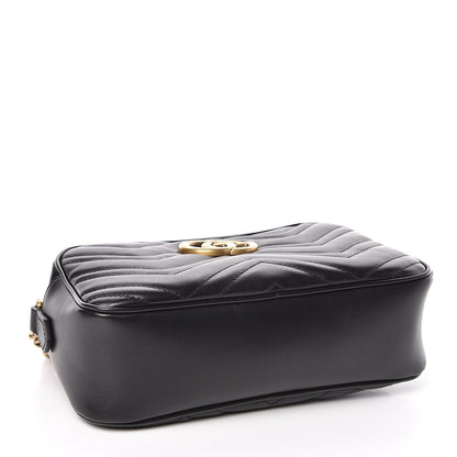 Gucci Calfskin Matelasse Small GG Marmont Chain Shoulder Bag Black 4 of 13