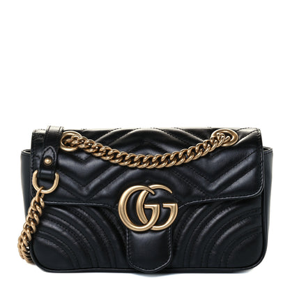 Gucci Calfskin Matelasse Mini GG Marmont Shoulder Bag Black 1 of 10