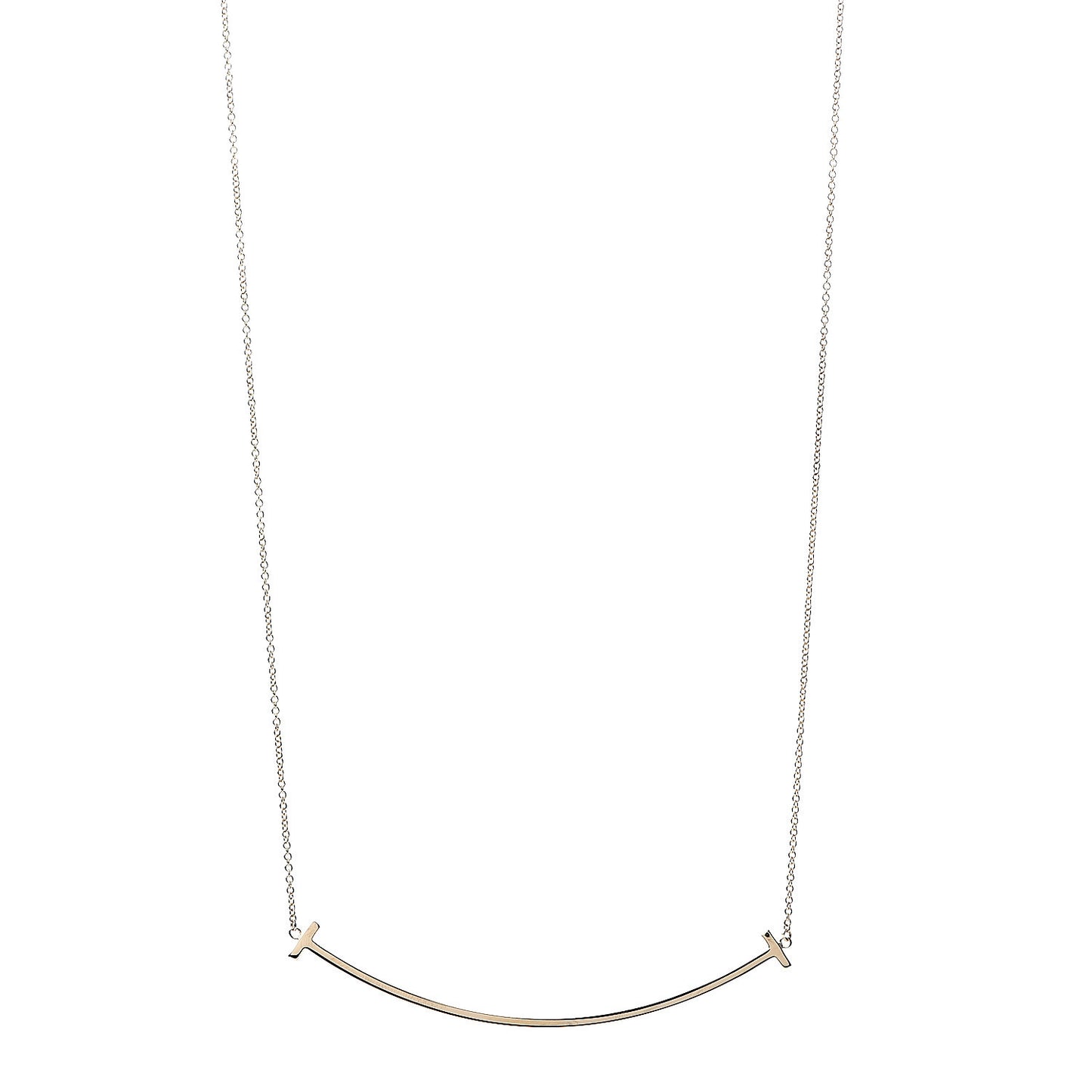 18K Yellow Gold Large T Smile Pendant Necklace