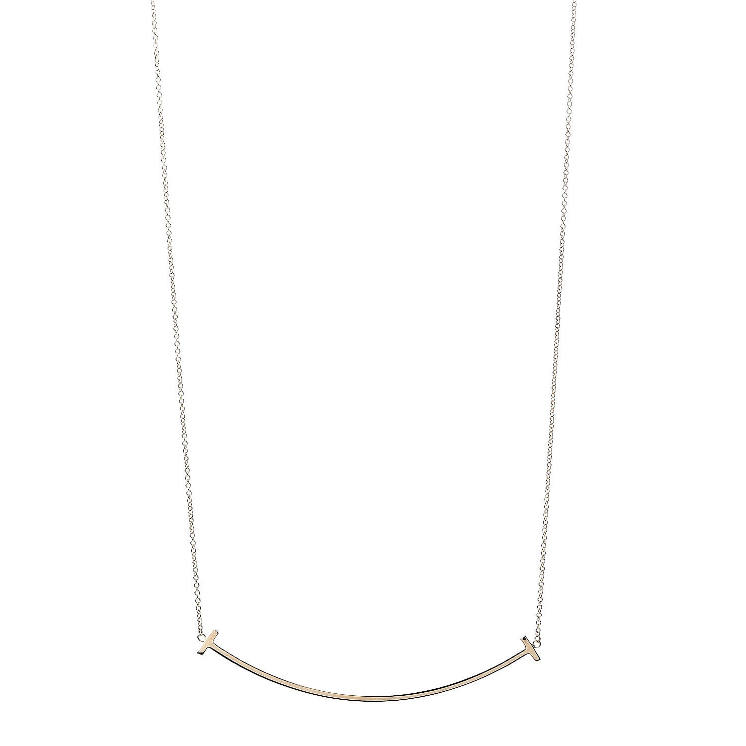 Tiffany 18K Yellow Gold Large T Smile Pendant Necklace 1 of 6