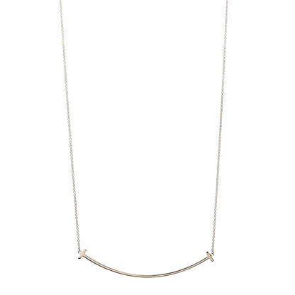 Tiffany 18K Yellow Gold Large T Smile Pendant Necklace 1 of 6