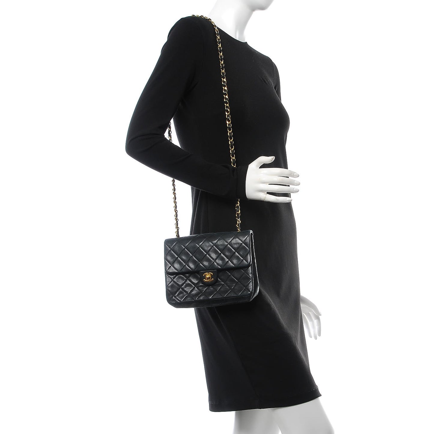 Lambskin Quilted Mini Square Flap Bag Navy