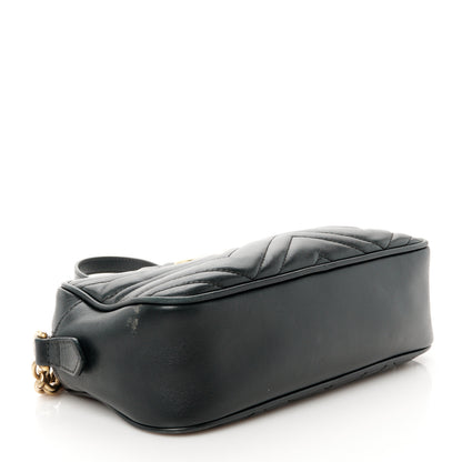 Gucci Calfskin Matelasse Small GG Marmont Chain Shoulder Bag Black 4 of 15