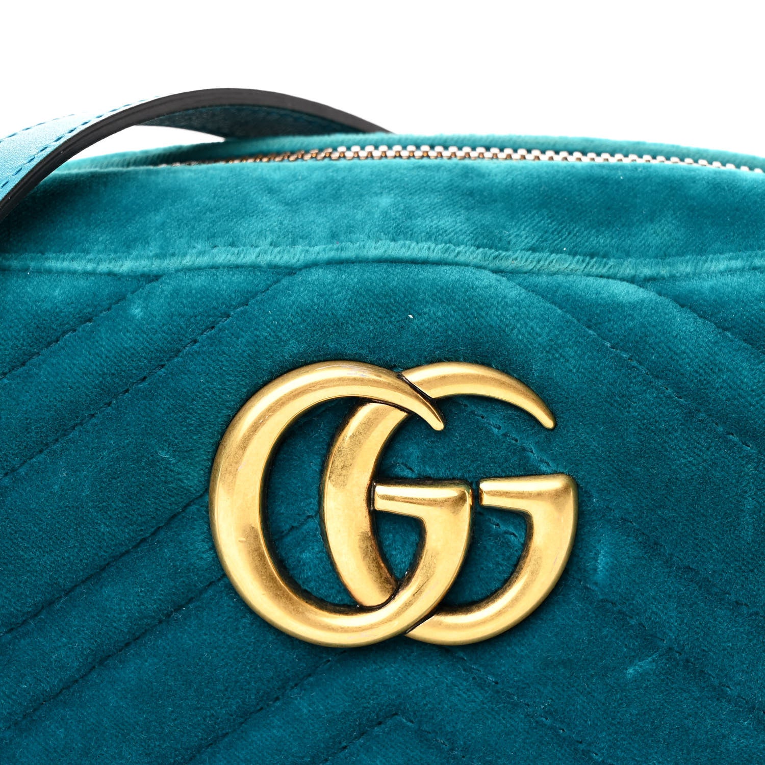 Gucci Velvet Matelasse Small GG Marmont Chain Shoulder Bag Pavone Cyan 8 of 12