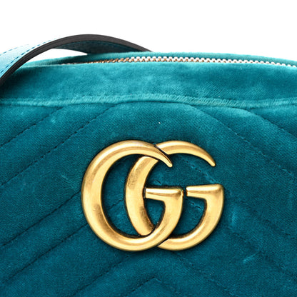 Gucci Velvet Matelasse Small GG Marmont Chain Shoulder Bag Pavone Cyan 8 of 12