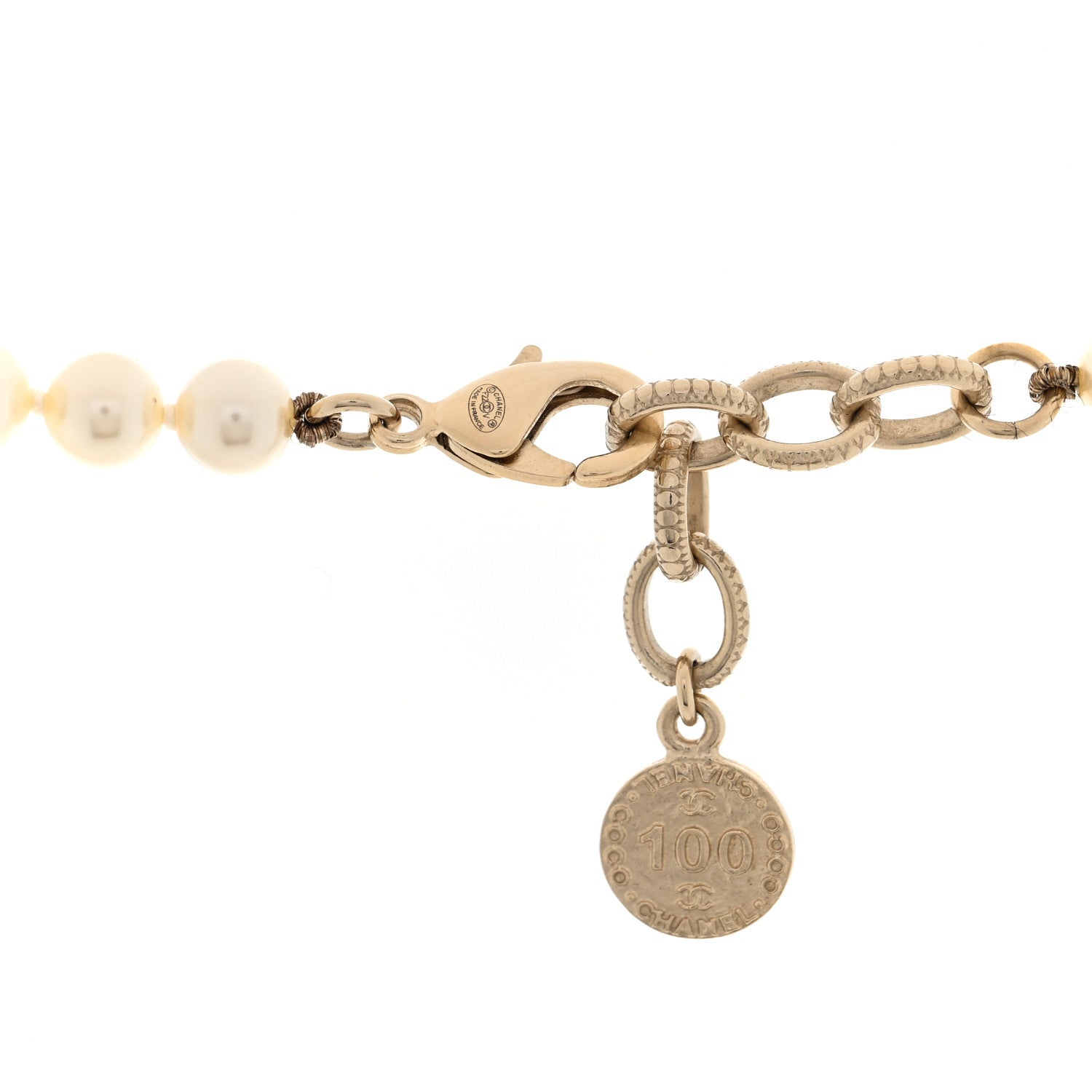 Chanel Pearl CC 100th Anniversary Necklace Light Gold 3 of 4