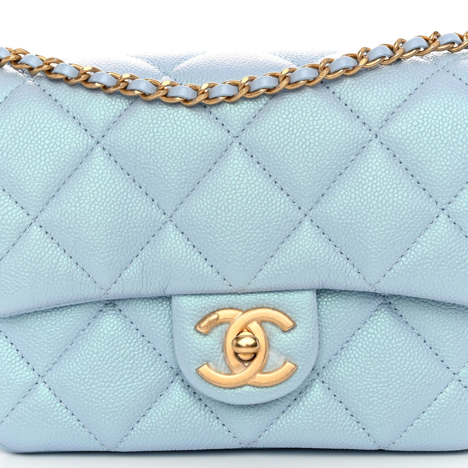 Chanel Iridescent Caviar Quilted Mini My Perfect Flap Light Blue 8 of 11