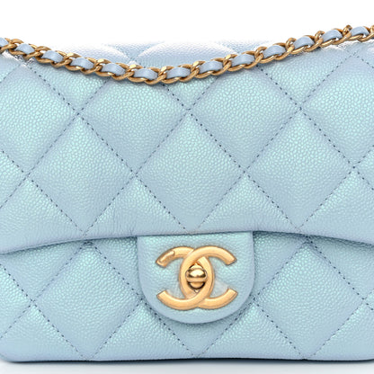 Chanel Iridescent Caviar Quilted Mini My Perfect Flap Light Blue 8 of 11
