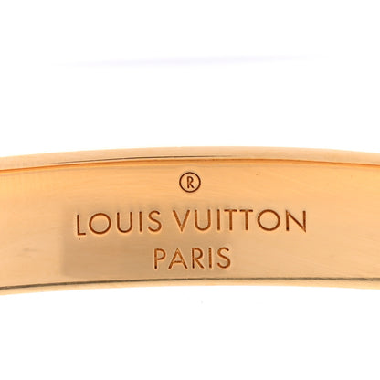 Louis Vuitton Brass Crystal Monogram Nanogram Strass Cuff M Gold 4 of 5