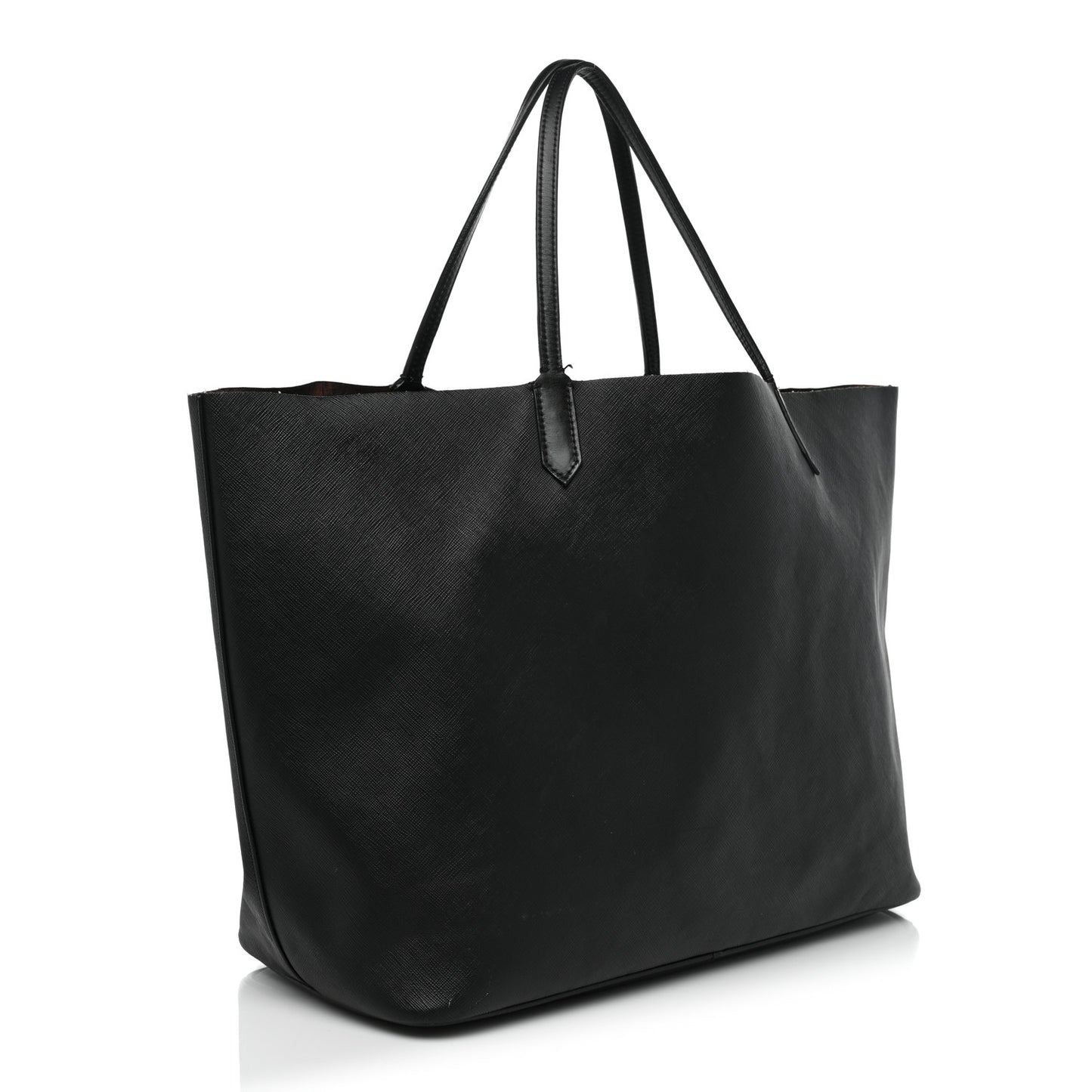 Textured Coated Canvas Peacock Print Large Antigona Tote Black