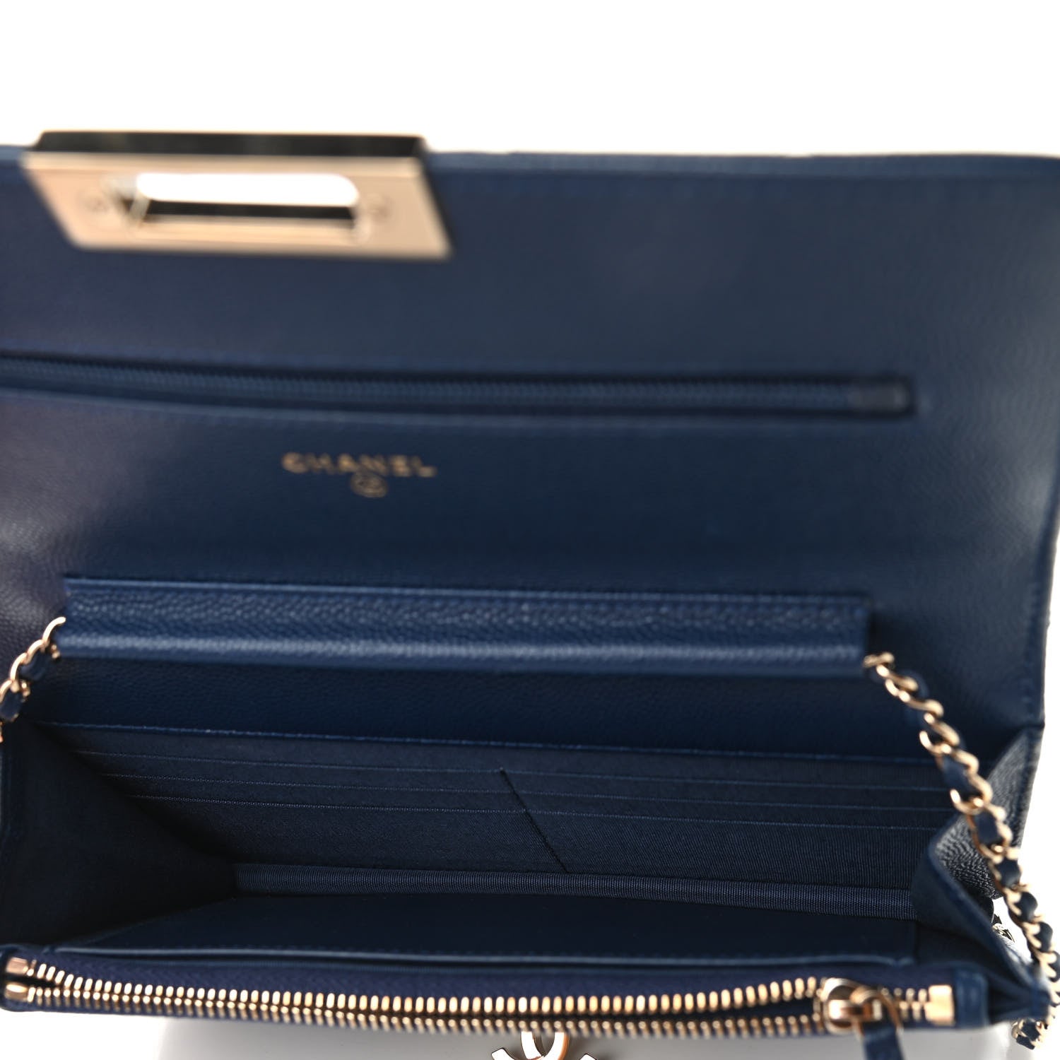 Chanel Caviar Quilted Golden Class Wallet On Chain WOC Navy 4 of 10