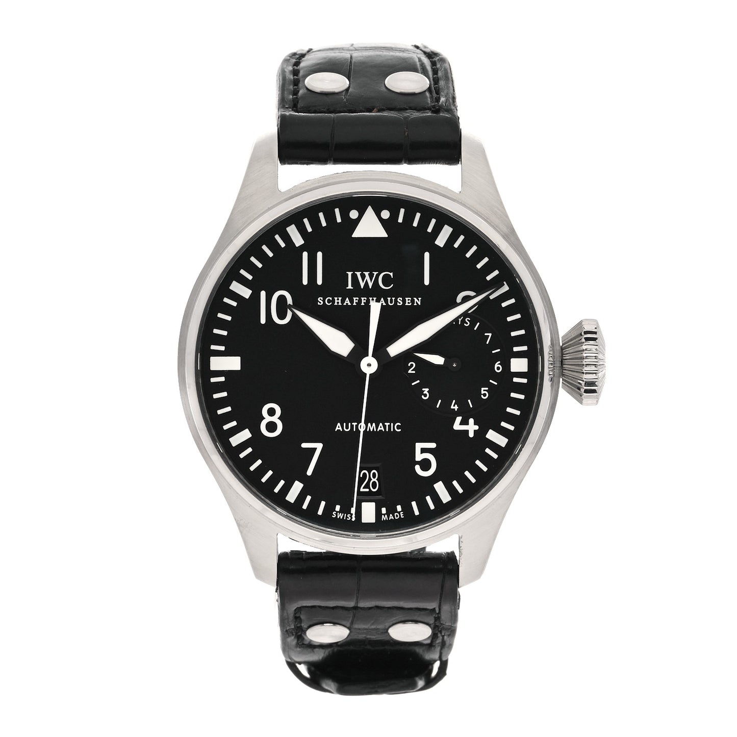 Stainless Steel Alligator 46mm Big Pilot 7 Days Automatic Watch Black IW500401