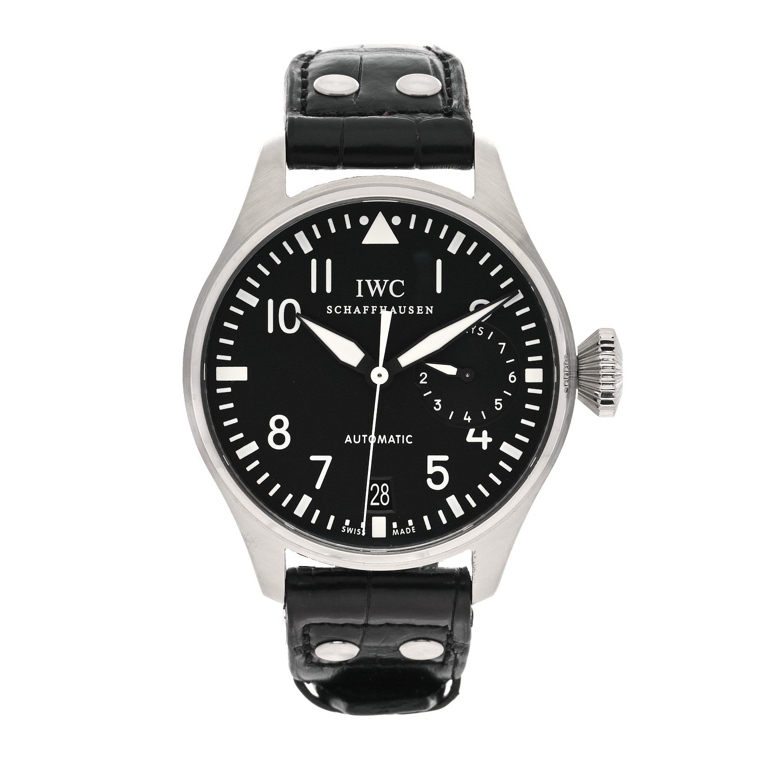 IWC Stainless Steel Alligator 46mm Big Pilot 7 Days Automatic Watch Black IW500401 1 of 4