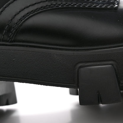 Prada Spazzolato Rois Re-Nylon Metal Triangle Logo Mens Monolith Pouch Pocket 60mm Combat Boots 7 Black 15 of 15
