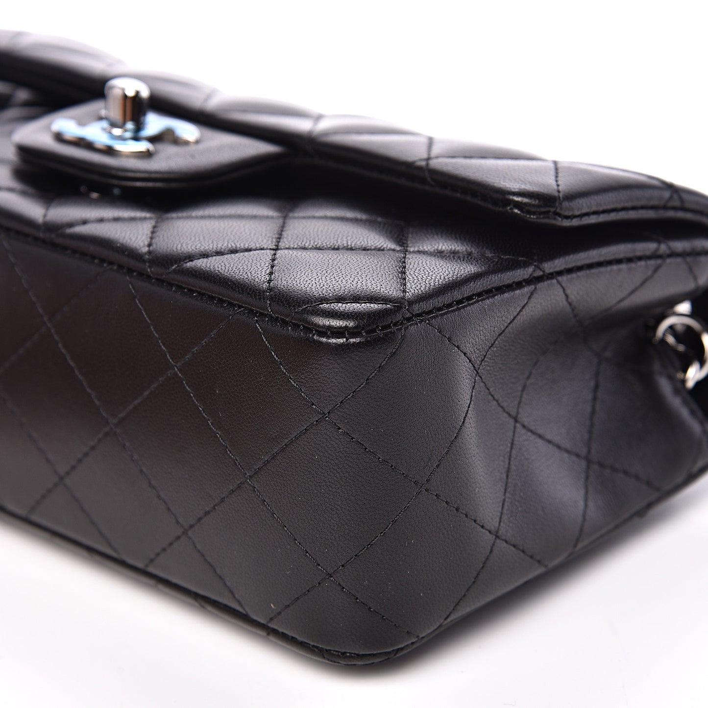 Lambskin Quilted Mini Rectangular Flap Black