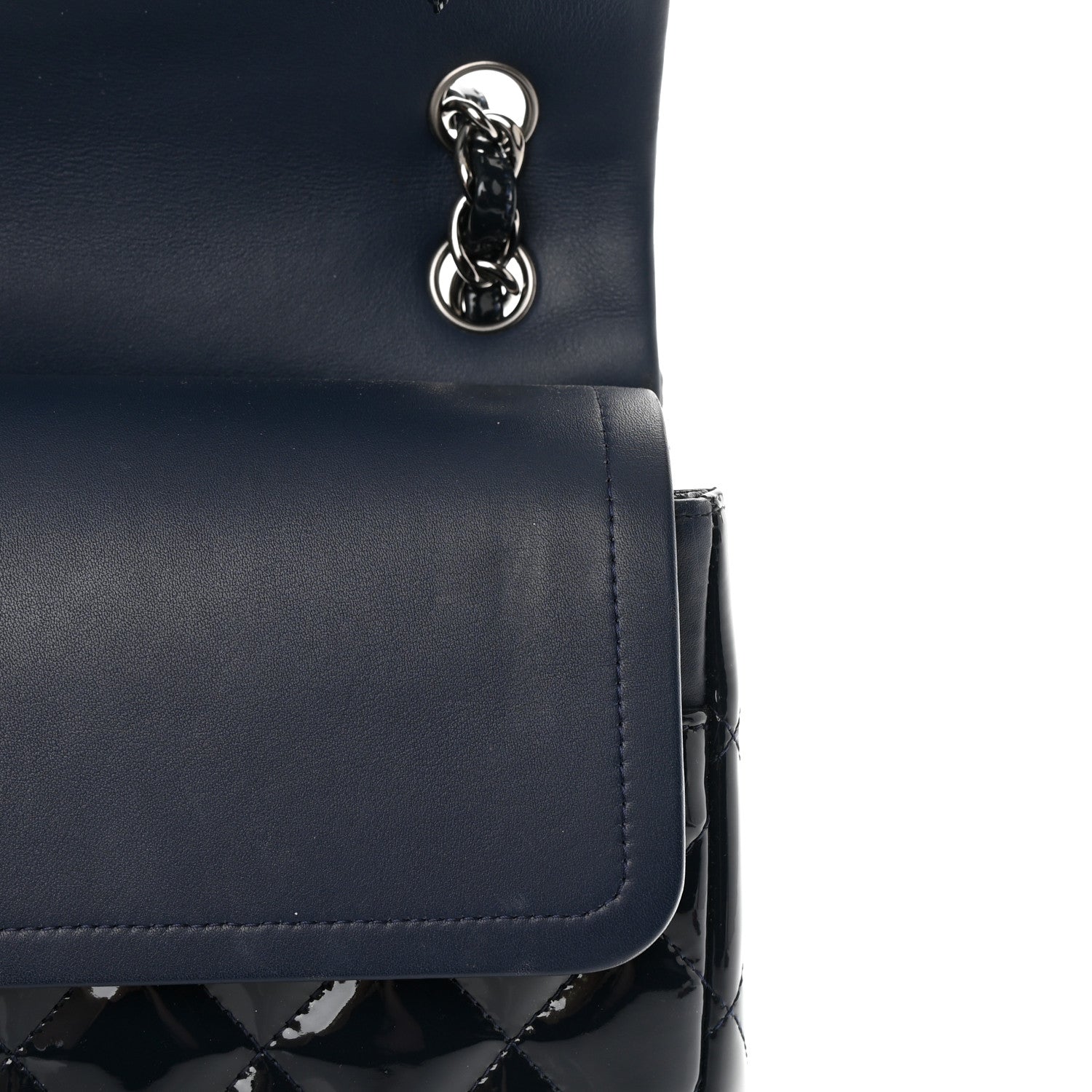Chanel Patent Quilted Jumbo Double Flap Navy 13 of 17
