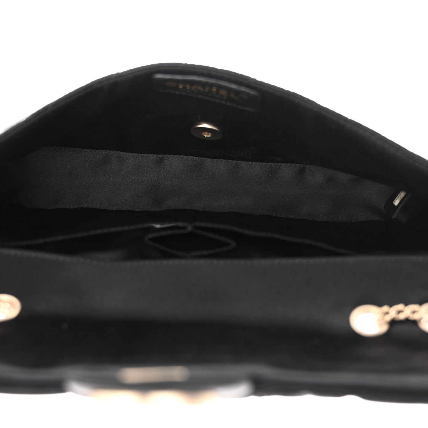 Satin Quilted Precious Jewel East West Flap Black