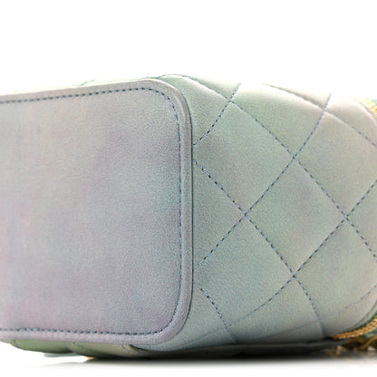 Chanel Lambskin Quilted Ombre Top Handle Mini Vanity Case With Chain Blue Green 10 of 13