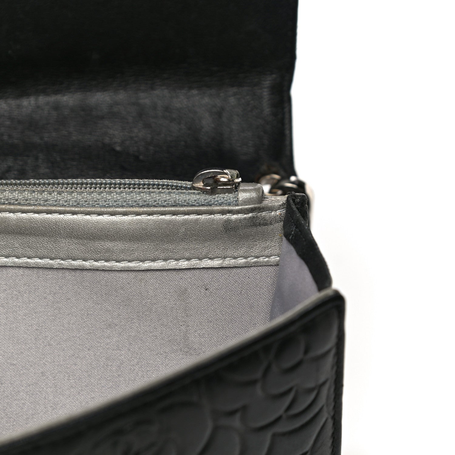 Chanel Lambskin Camellia Embossed Wallet on Chain WOC Black 19 of 29
