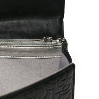 Chanel Lambskin Camellia Embossed Wallet on Chain WOC Black 19 of 29