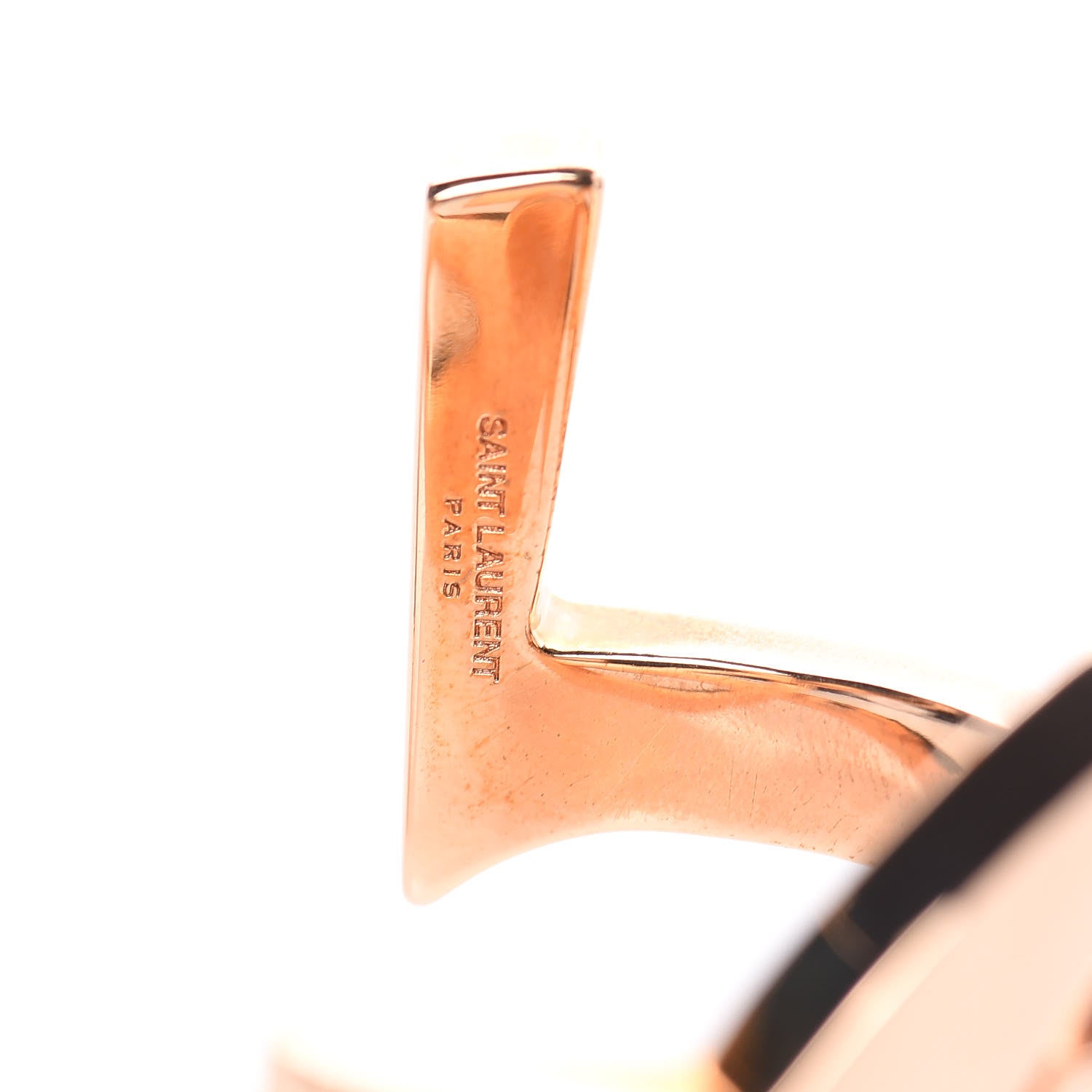 Saint Laurent Brass Monogram Medium Cuff Bracelet Gold 4 of 4