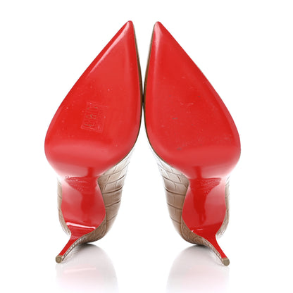 Christian Louboutin Calfskin Crocodile Embossed Kate 100 Pumps 40 Biscotto 5 of 7