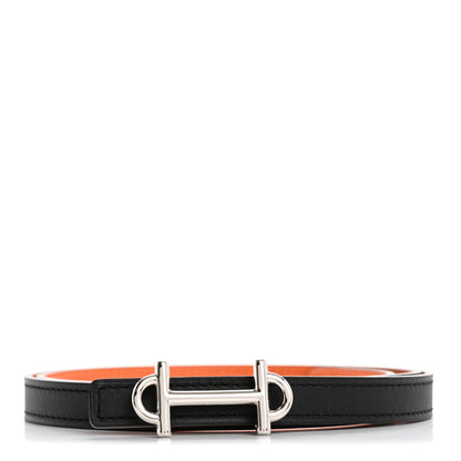Hermes Swift Epsom 13mm Gamma Belt 80 32 Black Orange 1 of 6
