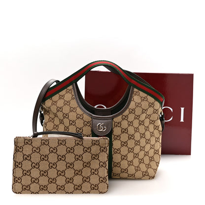 Gucci Monogram Web Small Giglio Tote Beige Dark Brown 11 of 11
