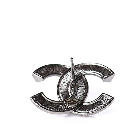 Chanel Crystal Pearl Chain Mania CC Earrings Ruthenium 3 of 5