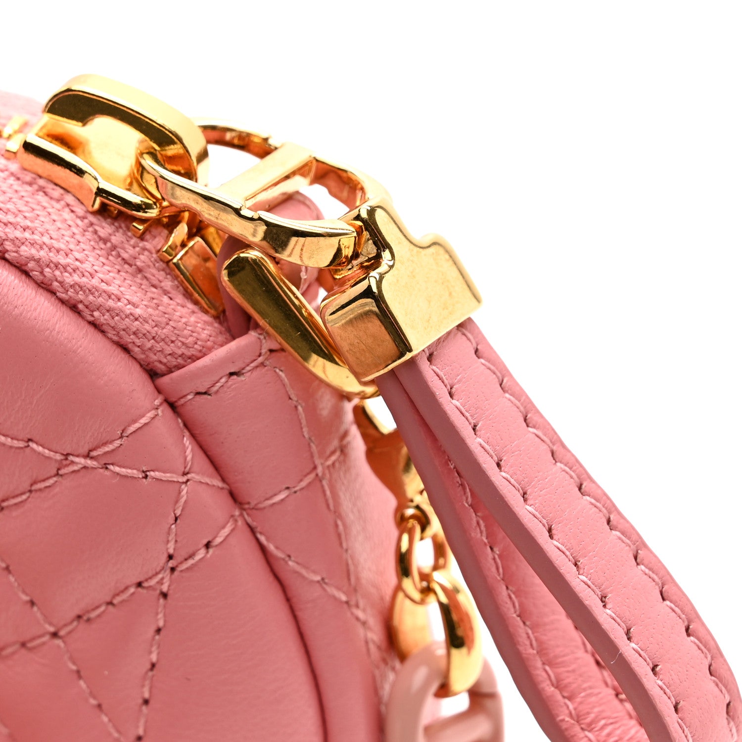 Christian Dior Lambskin Mini Cannage Round Caro Crossbody Pouch Peach Blossom Pink 7 of 8