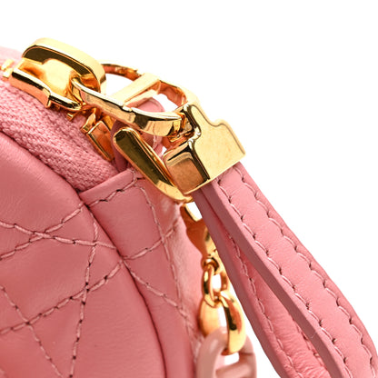 Christian Dior Lambskin Mini Cannage Round Caro Crossbody Pouch Peach Blossom Pink 7 of 8