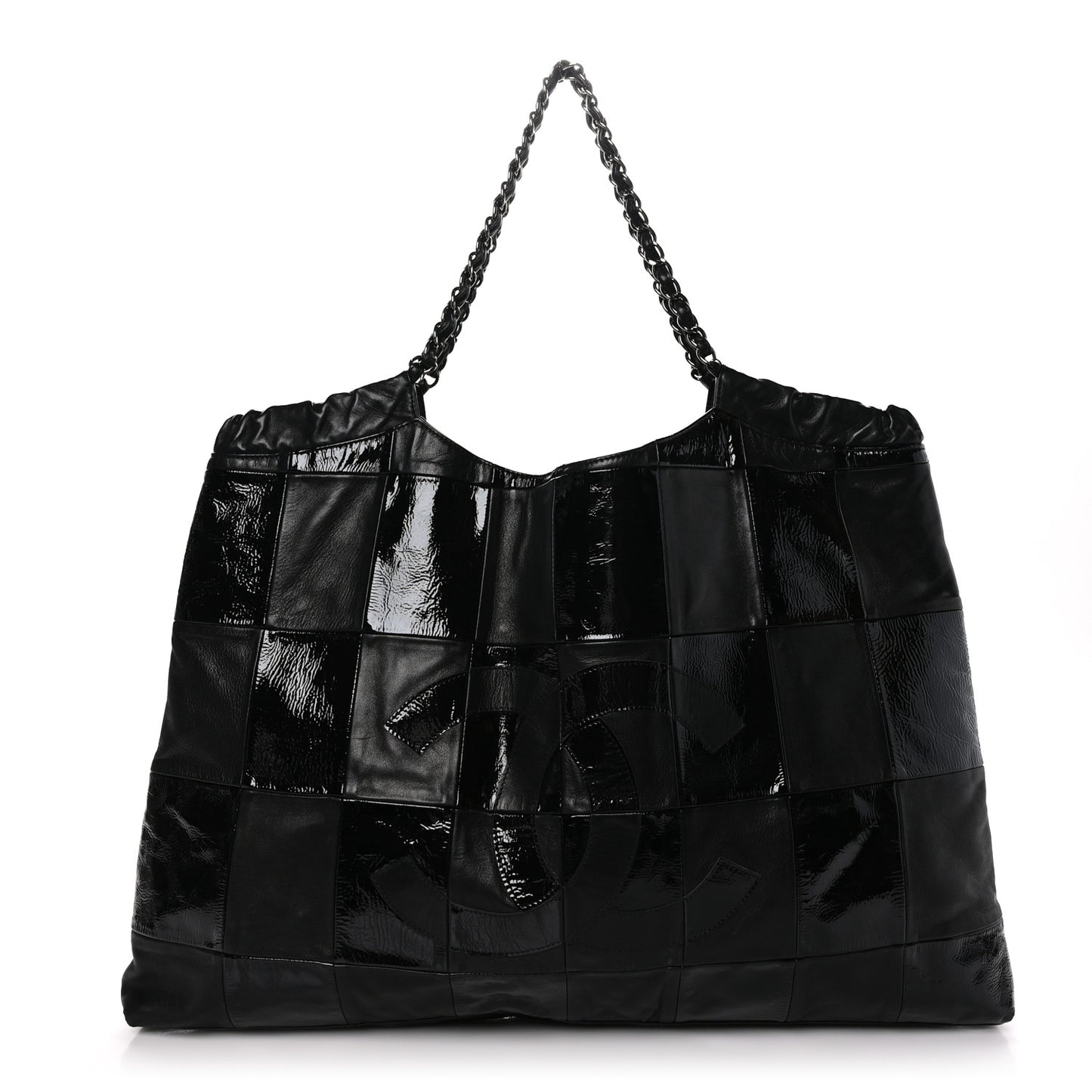 Patent Patchwork Large Brooklyn Tote Black