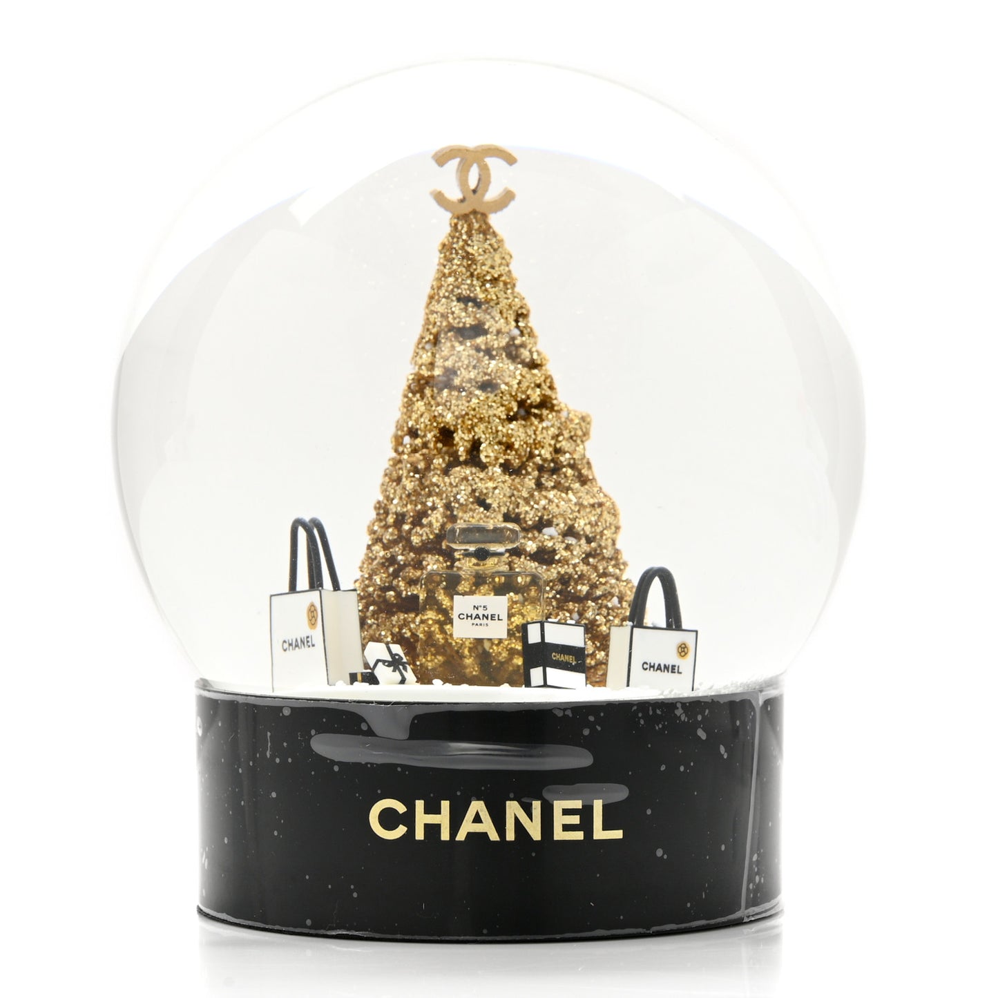 Glass Christmas Tree Shopping Bag Snow Globe