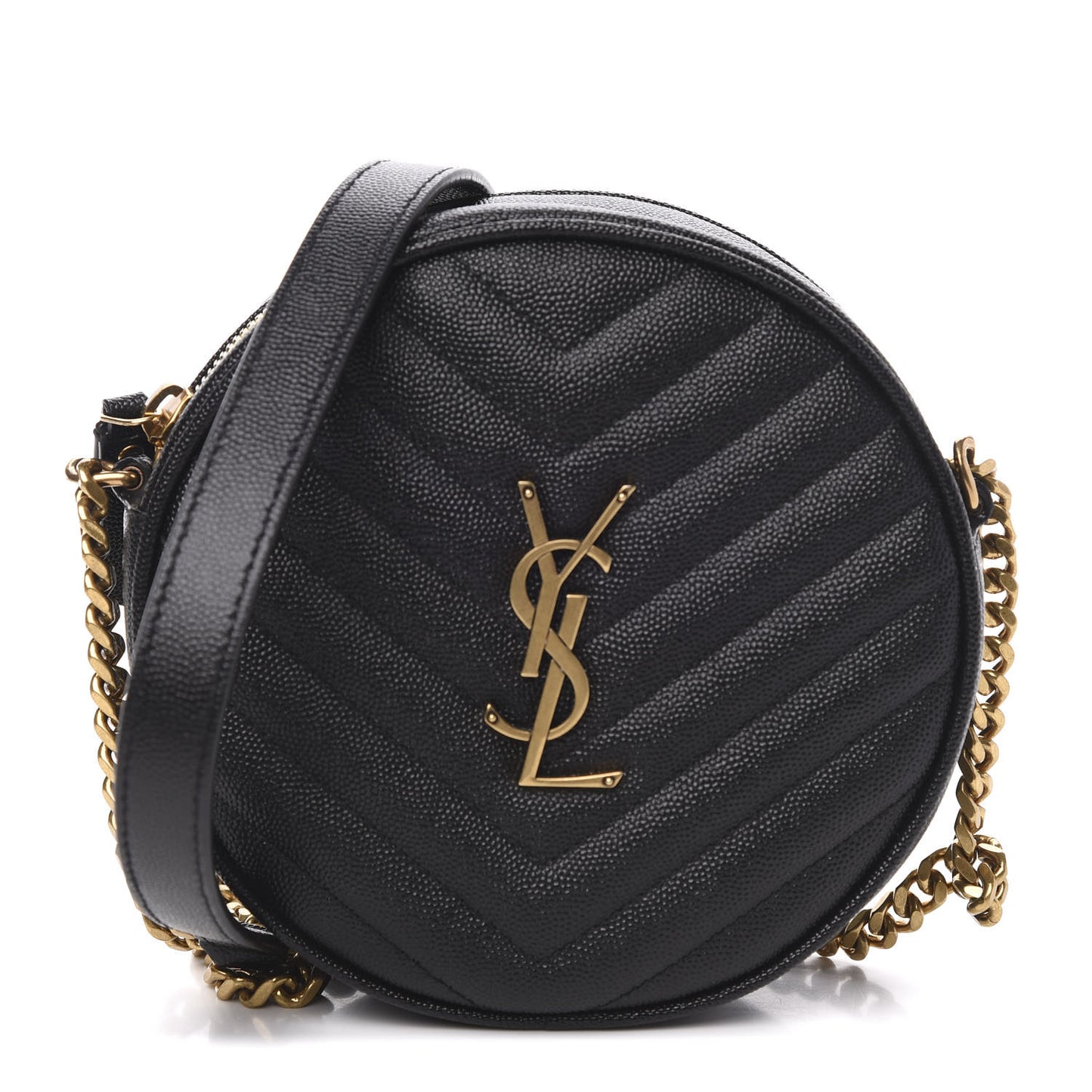 Grain De Poudre Matelasse Chevron Quilted Round Vinyle Camera Bag Black