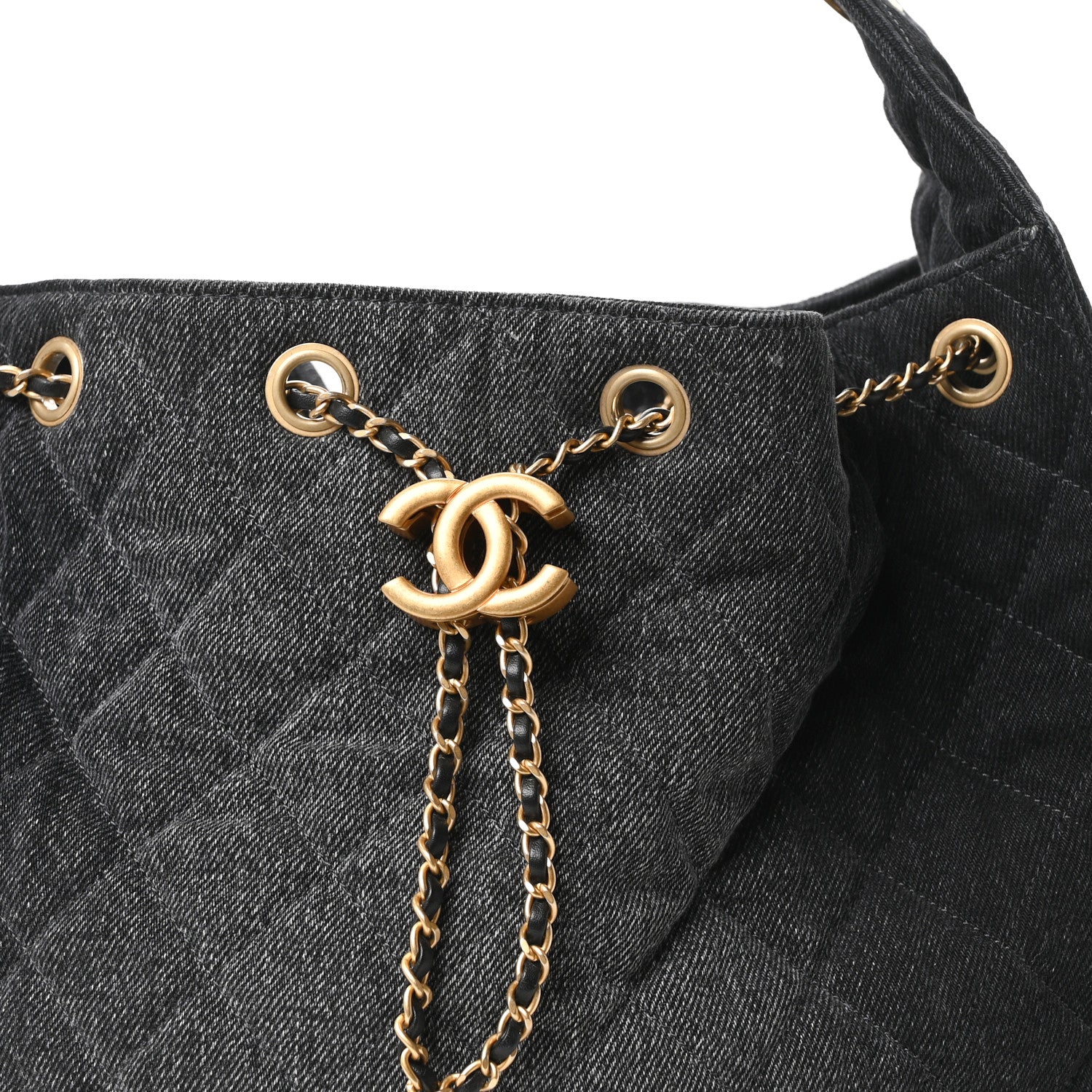 Chanel Washed Denim Quilted Medium Chanel 25 Handbag Black 9 of 11
