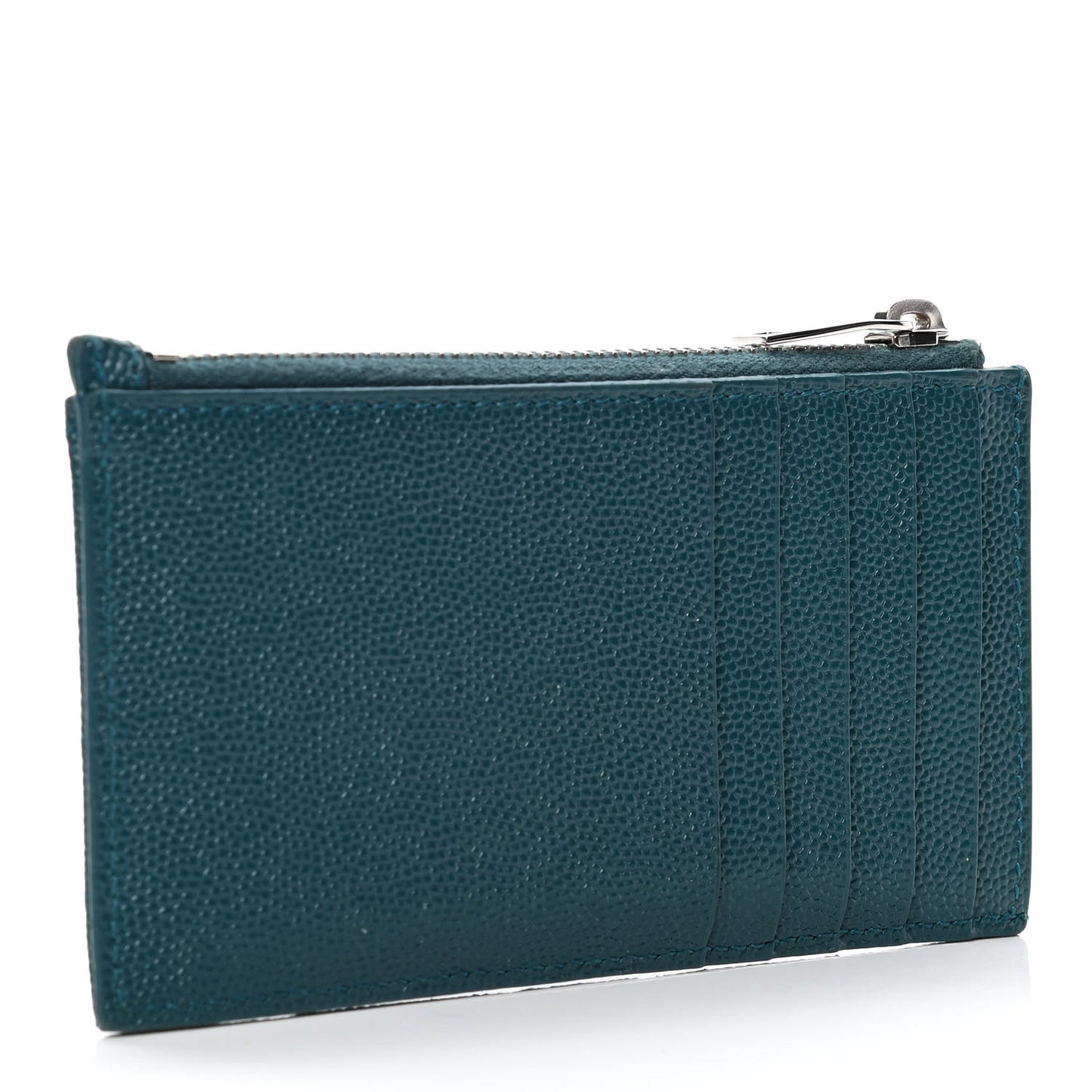 Grain De Poudre Matelasse Chevron Monogram Fragments Zippered Card Case Petrol Green