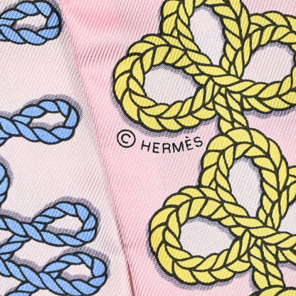Hermes Silk Galons Et Brandebourg Twilly Rose Pale Bleu Jean 3 of 4