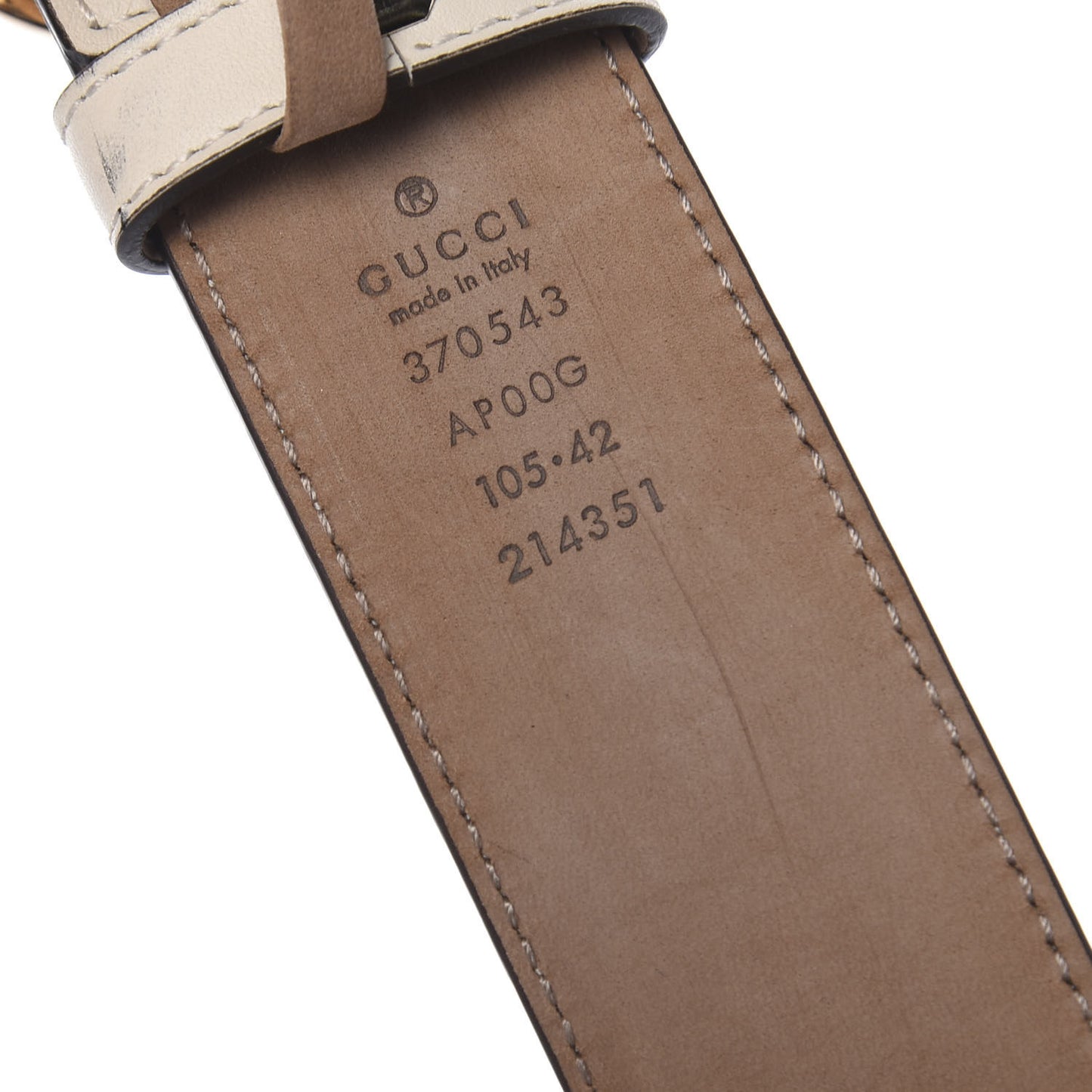 Calfskin Interlocking G 37mm Belt 105 42 Mystic White