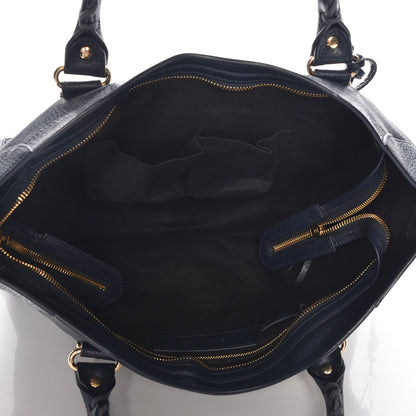 Balenciaga Chevre Gold Metallic Edge Hardware City Bleu Nuit Dark Sea 6 of 8
