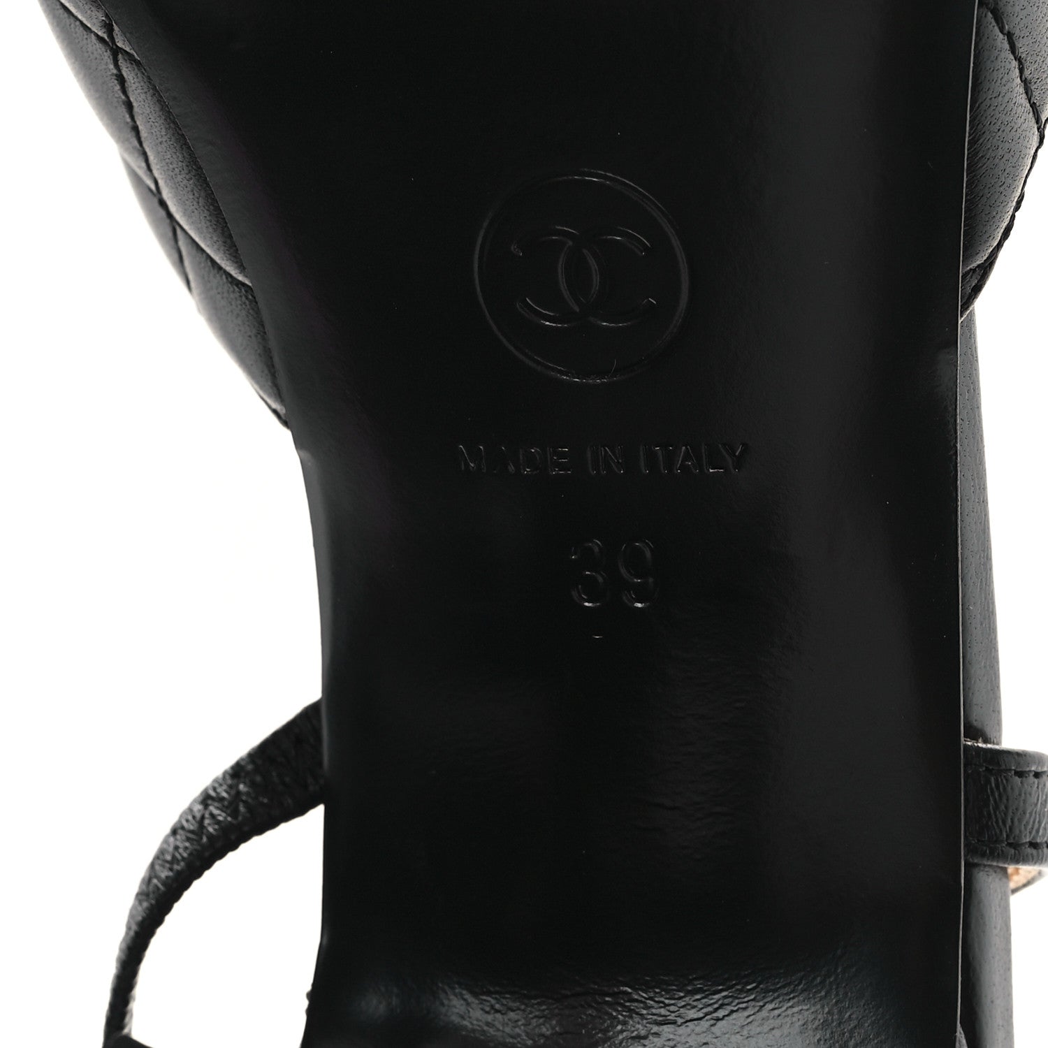 Chanel Lambskin Patent Calfskin Quilted Cap Toe CC Slingback Pumps 39 Black 7 of 9